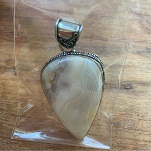 Orca Agate Large Gemstone Pendant in Sterling Silver Base